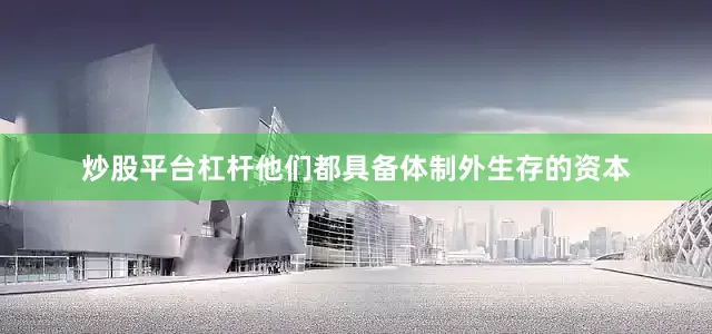 炒股平台杠杆他们都具备体制外生存的资本